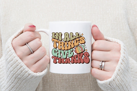 Retro Thanksgiving PNG - In All Thinks Give Thanks Sublimation CraftLabSVG 