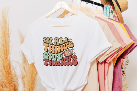 Retro Thanksgiving PNG - In All Thinks Give Thanks Sublimation CraftLabSVG 