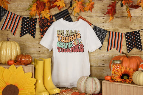 Retro Thanksgiving PNG - In All Thinks Give Thanks Sublimation CraftLabSVG 