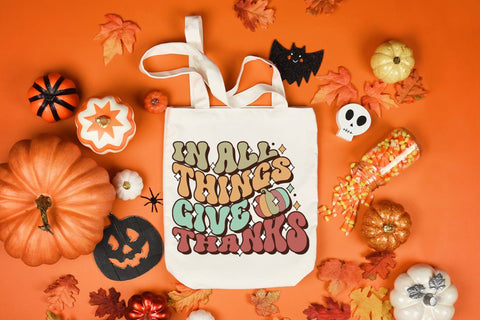 Retro Thanksgiving PNG - In All Thinks Give Thanks Sublimation CraftLabSVG 