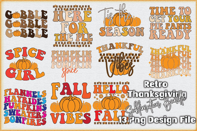 Retro Thanksgiving Sublimation Bundle Sublimation Creativeart88 