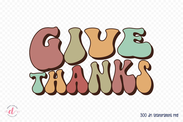 Retro Thanksgiving Sublimation | Give Thanks PNG Sublimation CraftLabSVG 