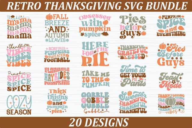 Retro Thanksgiving SVG Bundle SVG akazaddesign 