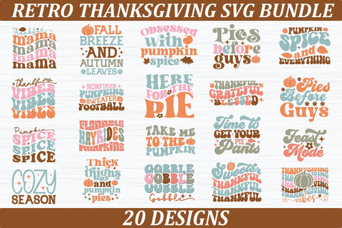 Retro Thanksgiving SVG Bundle SVG akazaddesign 