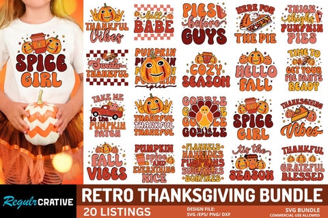 Retro Thanksgiving SVG Bundle SVG Regulrcrative 