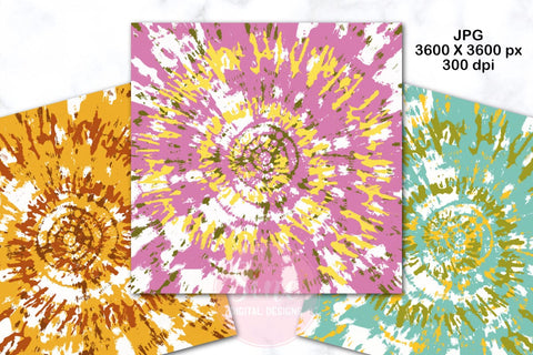 Retro Tie Dye Digital Papers Backgrounds Set Digital Pattern SineDigitalDesign 