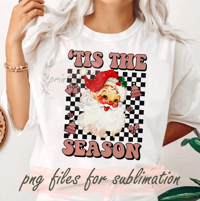 Retro Tis The Season Png, Santa Claus Design Png, Retro Christmas Png, Merry Christmas Sublimation, Christmas Holly Png, Xmas Png, Digital Download Sublimation PrintingLife 
