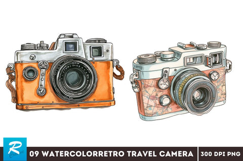 Retro Travel Camera Clipart Bundle Sublimation Regulrcrative 