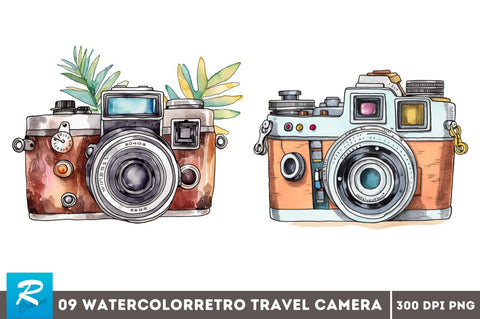 Retro Travel Camera Clipart Bundle Sublimation Regulrcrative 