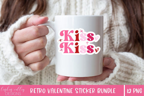 Retro Valentine Sticker Bundle-Valentine Sticker PNG Bundle Sublimation Linden Valley Designs 