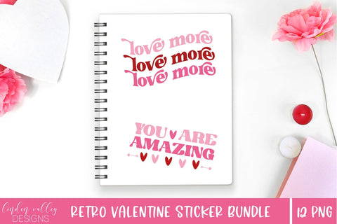 Retro Valentine Sticker Bundle-Valentine Sticker PNG Bundle Sublimation Linden Valley Designs 