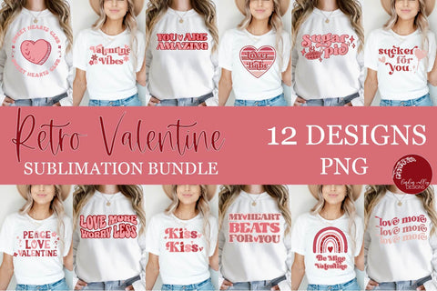Retro Valentine Sublimation Bundle-Retro Valentine PNG Sublimation Linden Valley Designs 