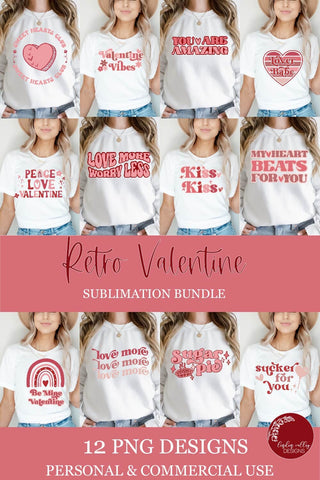 Retro Valentine Sublimation Bundle-Retro Valentine PNG Sublimation Linden Valley Designs 
