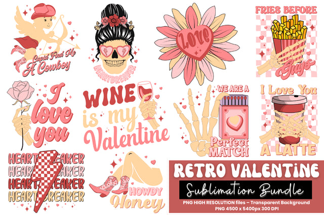 Retro Valentine Sublimation Bundle Sublimation Regulrcrative 