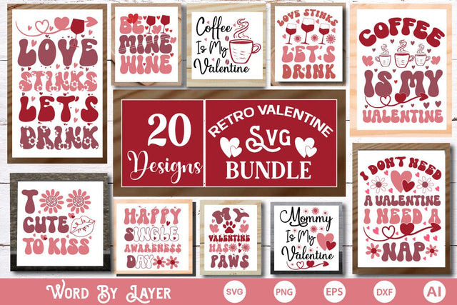 Retro Valentine SVG Bundle SVG Design SVGs,Quotes and Sayings,Food & Drink,On Sale, Print & Cut SVG DesignPlante 503 