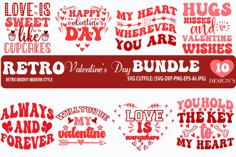 Retro Valentine SVG |Retro Valentine's Day Bundle SVG Blessedprint 