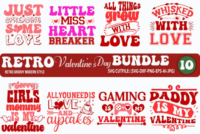 Retro Valentine SVG |Retro Valentine's Day Bundle SVG Blessedprint 