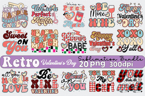 Retro Valentines Day Sublimation Bundle Sublimation SVGArt 