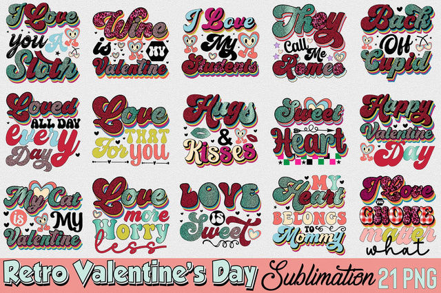 Retro Valentine’s Day sublimation Design Bundle Sublimation SVGArt 