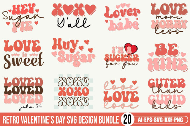 Retro Valentine's Day SVG Design Bundle SVG SVGista 
