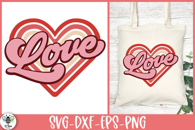 Retro Valentine's Day SVG | Love with Heart Cut File SVG B Renee Design 