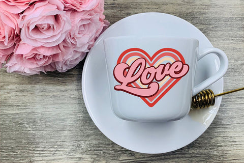Retro Valentine's Day SVG | Love with Heart Cut File SVG B Renee Design 