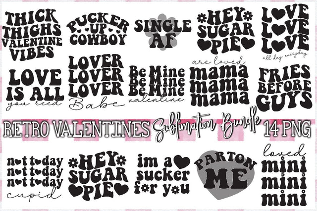 Retro Valentines Sublimation Bundle Sublimation Creativeart88 