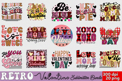 Retro Valentines Sublimation Bundle Sublimation SVGArt 
