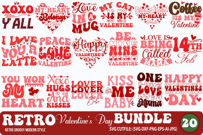 Retro Valentines SVG Bundle, Retro Valentine Designs svg, Valentine Shirts svg, Cute Valentines svg, Love, Cut File Cricut, Heart svg Design SVG Blessedprint 