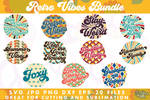 Retro Vibes 70s Svg Bundle | 20 Groovy Sayings Shirt Designs SVG Crafty Mama Studios 