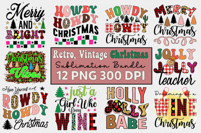 Retro Vintage Christmas Sublimation Bundle Sublimation SVGArt 