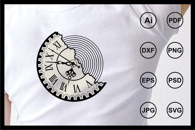 Retro vintage clock design illustration SVG Leamsign Studio 