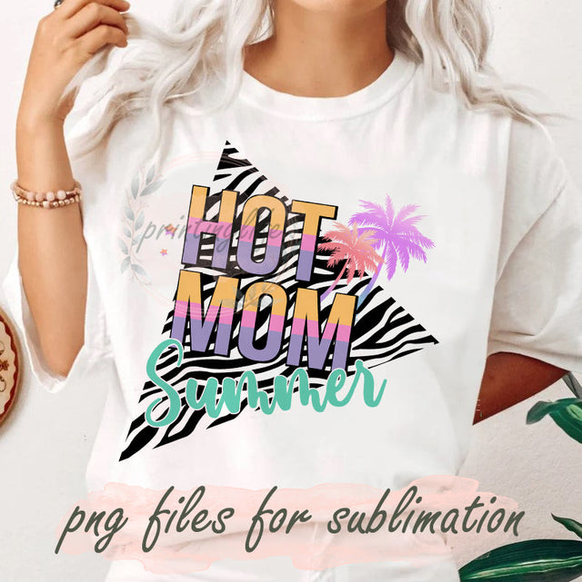 Retro Vintage Hot Mom Summer Time Sublimation PNG Files Instant Download, Hot Mom Summer Png,Summer Png,Mom Beach Png, Mom Summer Sublimation Png Sublimation PrintingLife 