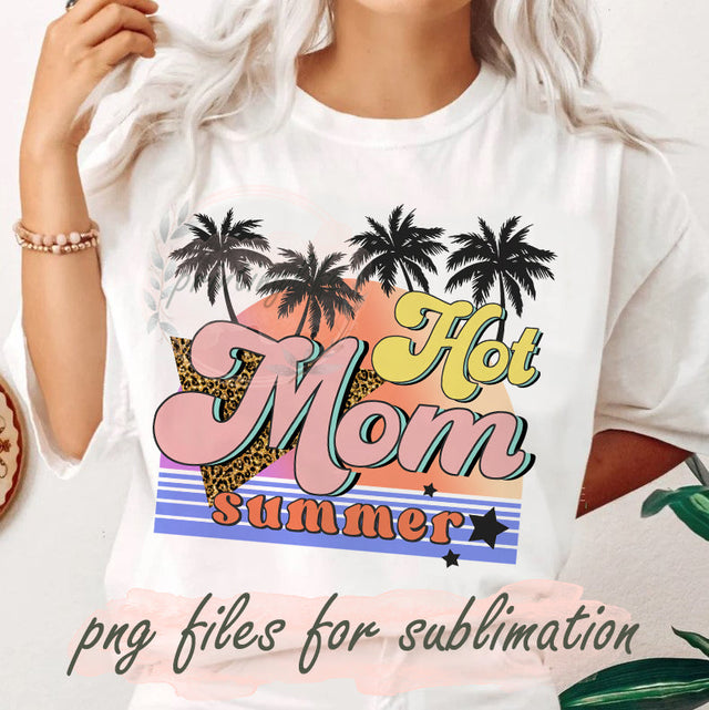 Retro Vintage Hot Mom Summer Time Sublimation PNG Files Instant Download, Hot Mom Summer Png,Summer Png,Mom Beach Png, Mom Summer Sublimation Png Sublimation PrintingLife 