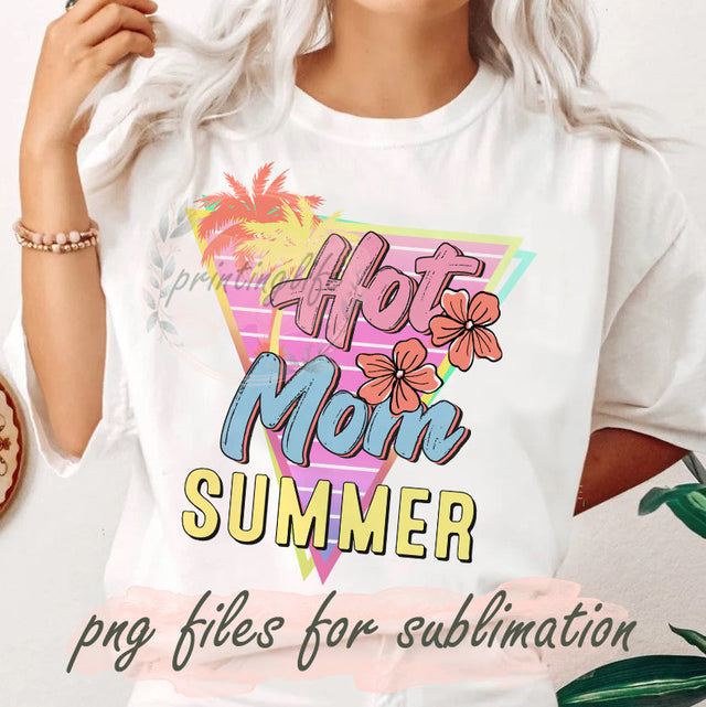 Retro Vintage Hot Mom Summer Time Sublimation PNG Files Instant Download, Hot Mom Summer Png,Summer Png,Mom Beach Png, Mom Summer Sublimation Png Sublimation PrintingLife 
