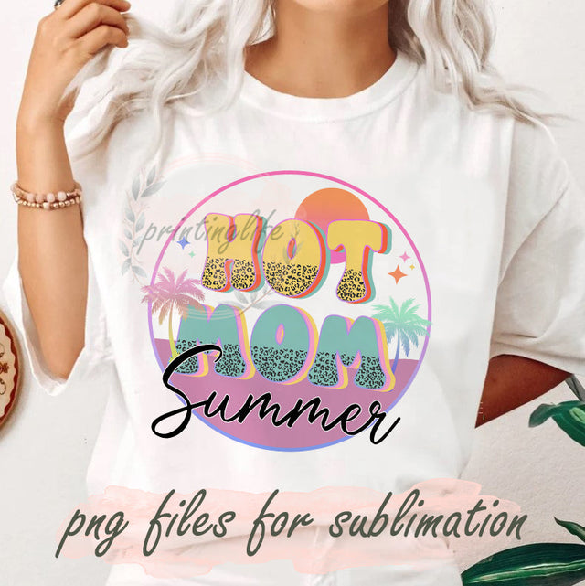 Retro Vintage Hot Mom Summer Time Sublimation PNG Files Instant Download, Hot Mom Summer Png,Summer Png,Mom Beach Png, Mom Summer Sublimation Png Sublimation PrintingLife 