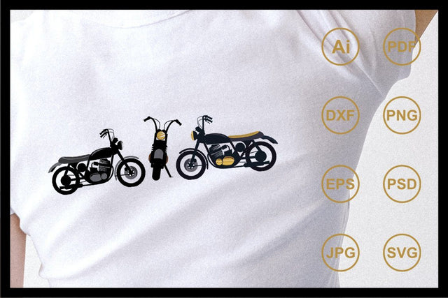 Retro vintage motorcycle design illustration SVG Leamsign Studio 