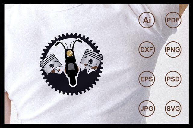 Retro vintage motorcycle design illustration SVG Leamsign Studio 