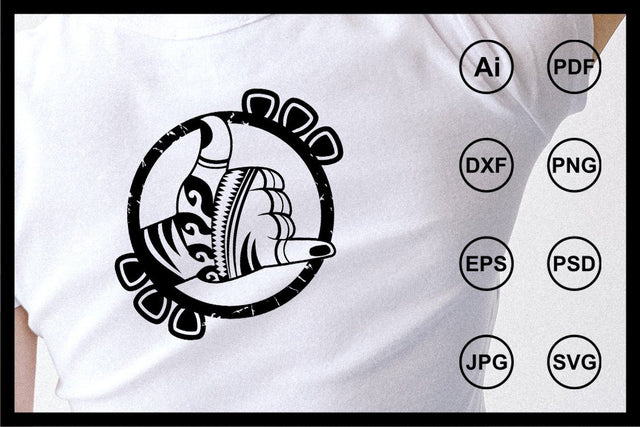 Retro vintage shaka hand sign design illustration SVG Leamsign Studio 