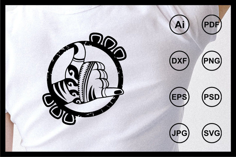 Retro vintage shaka hand sign design illustration SVG Leamsign Studio 