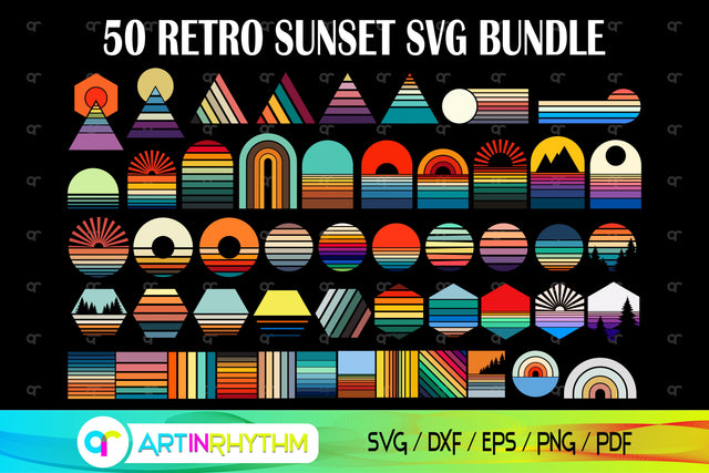 Retro Vintage Sunset svg bundle SVG Artinrhythm shop 