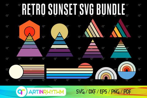 Retro Vintage Sunset svg bundle SVG Artinrhythm shop 
