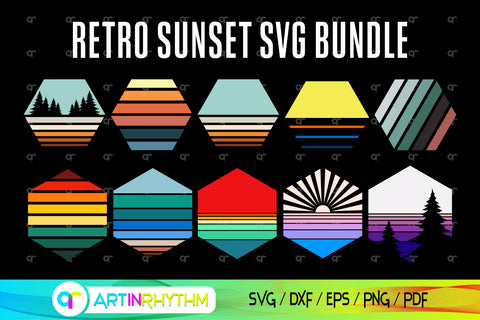 Retro Vintage Sunset svg bundle SVG Artinrhythm shop 
