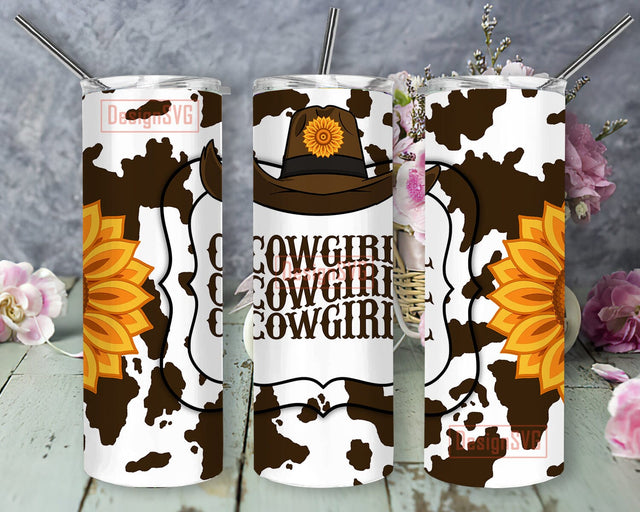 Retro Western Cowgirl 20oz Skinny Tumbler Png, Western Tumbler Design Cowgirl Bull Cow Skull, Sunflower Cowgirl Tumbler, Woman Western Tumbler Sublimation DesignSVG 