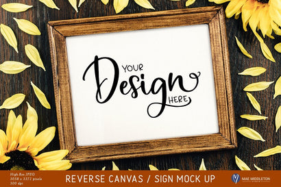 Reverse Canvas Sign Mockup | Sunflowers styled photo Mock Up Photo Mae Middleton Studio 