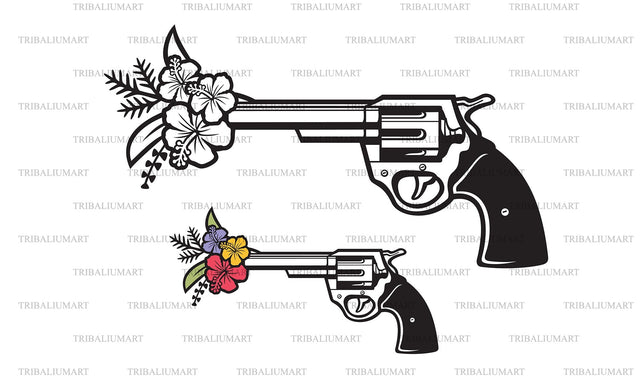 Revolver and flowers SVG TribaliumArtSF 