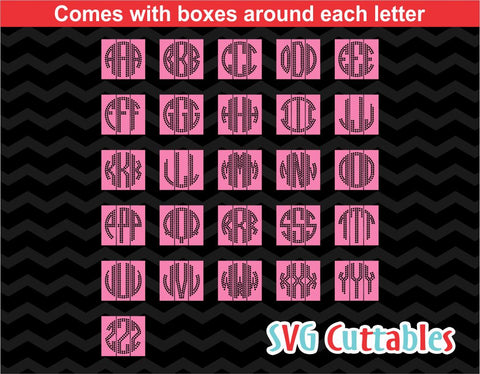 Rhinestone 3 inch circle monogram font SVG Svg Cuttables 