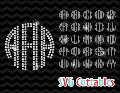 Rhinestone 3 inch circle monogram font SVG Svg Cuttables 