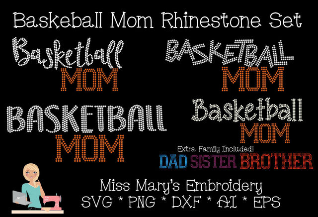 Rhinestone Basketball Set SVG MissMarysEmbroidery 