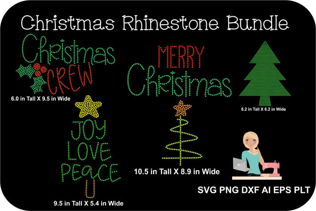 Rhinestone Christmas Bundle | Rhinestone Template | SVG SVG MissMarysEmbroidery 